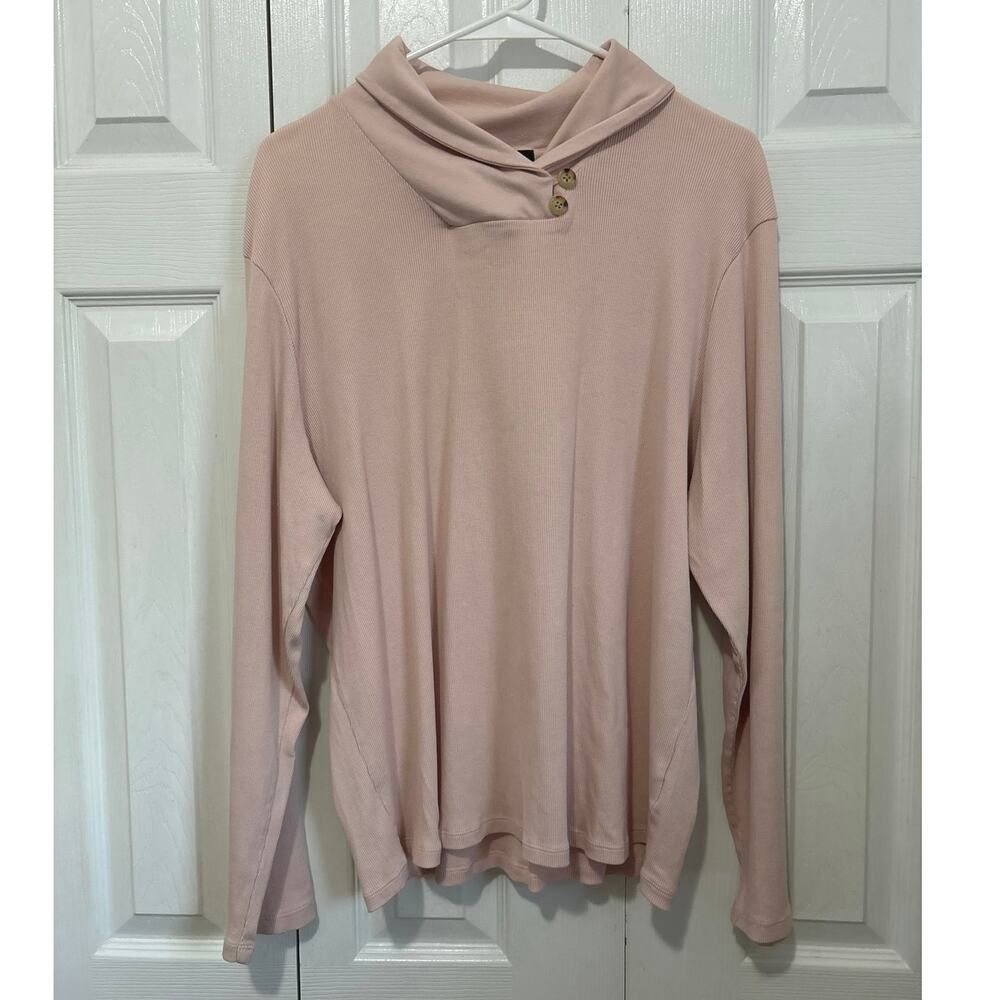 Lauren Ralph Lauren soft ribbed cotton pink collared pullover plus size 3x